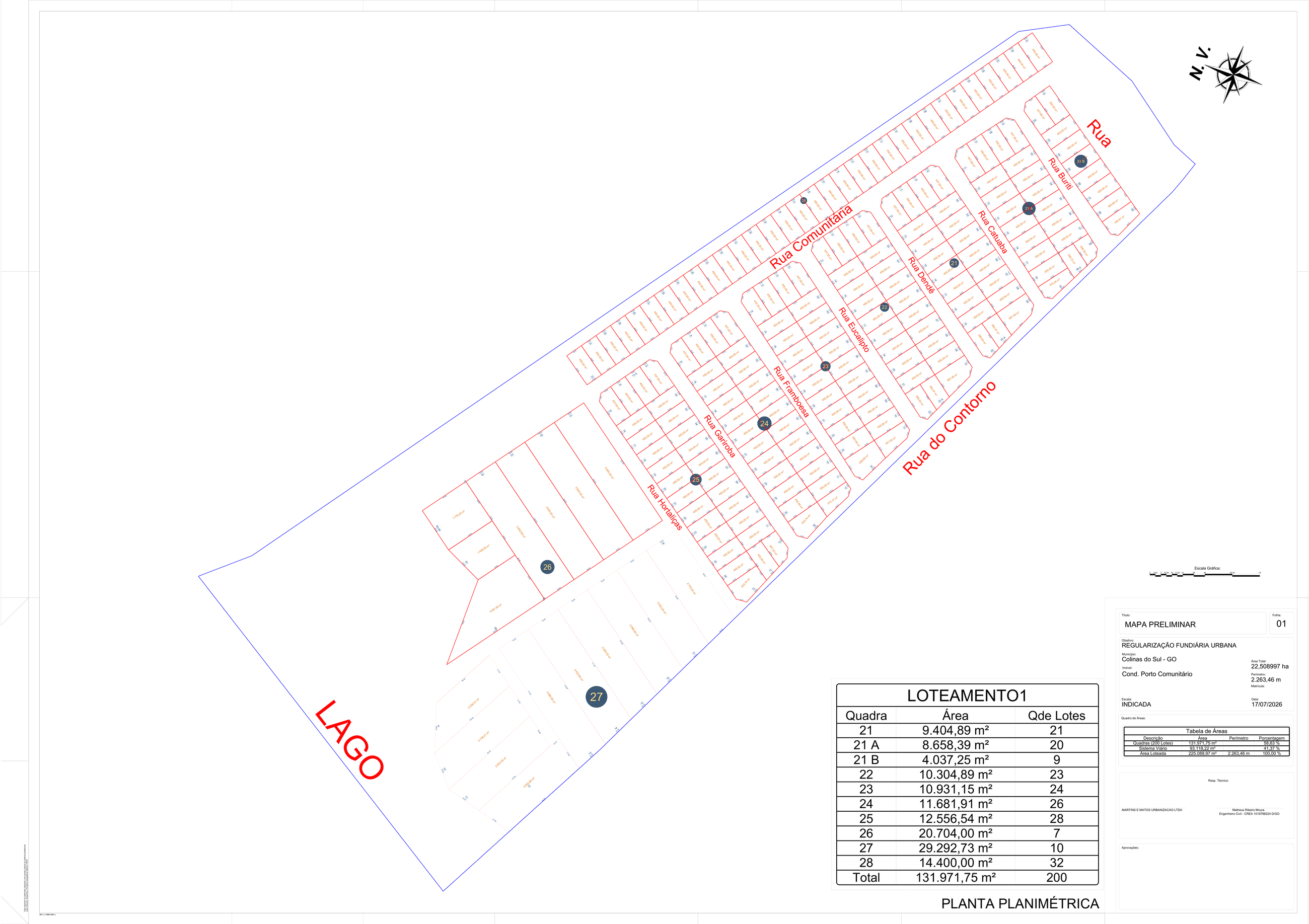 Planta planimétrica do Porto Comunitário — Mapa Preliminar 01